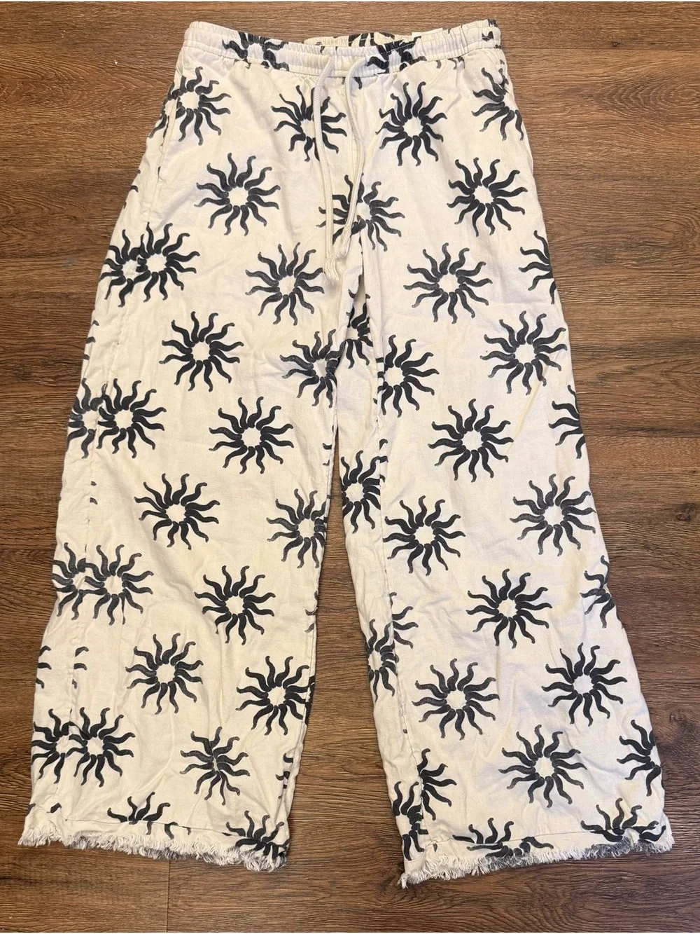 H&M Linen-Blend Drawstring Trousers Size XS